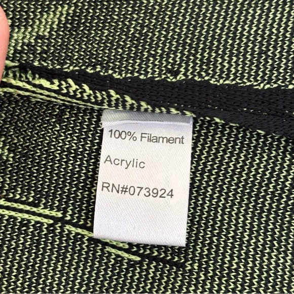 Ming Wang Open Front Cardigan Sweater Abstract Zebra Print Lime Green Black PXL - Picture 11 of 12